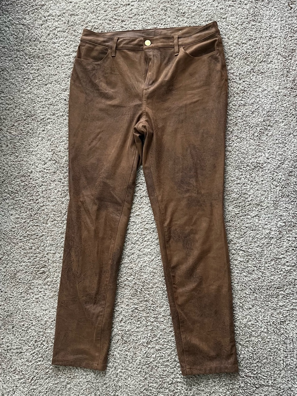 Chicos Brown Faux Suede Skinny Pants